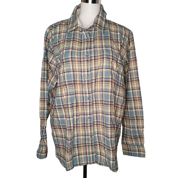 Ably Filium Activated Flannel Shirt Plaid Long Sleeve Blue Green Purple XL - Picture 1 of 10